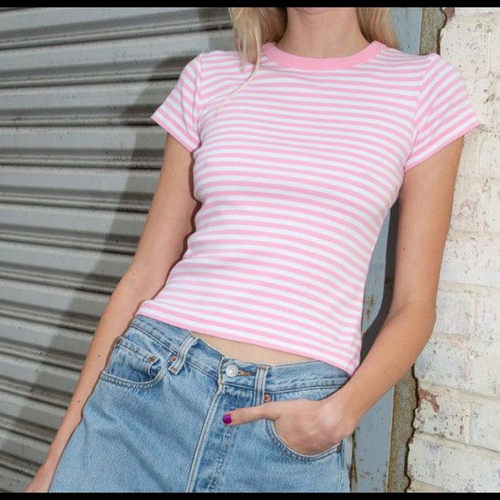 pink stripped brandy melville shirt
